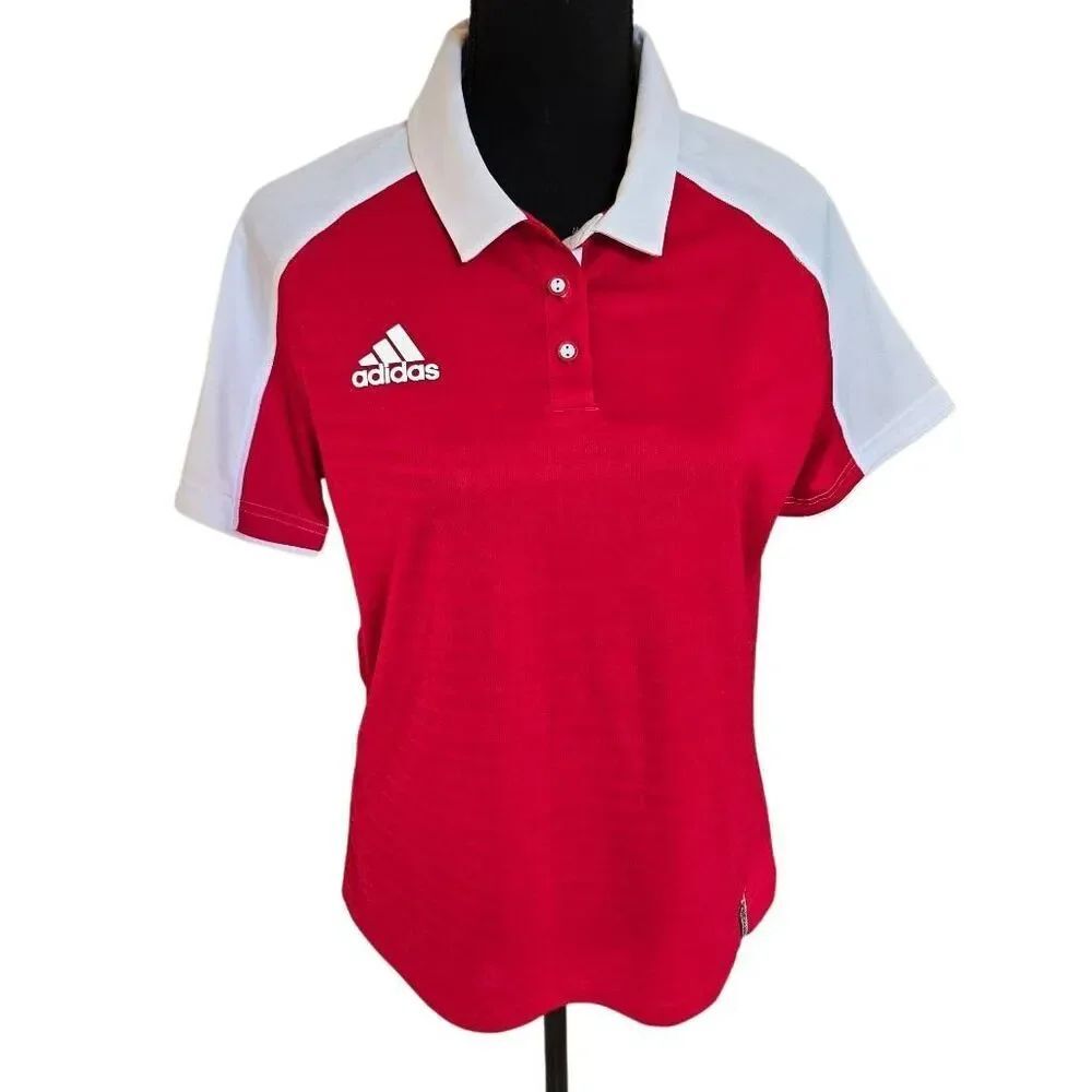 Adidas Womens Climalite Modern Red White Varsity Polo Shirt Large